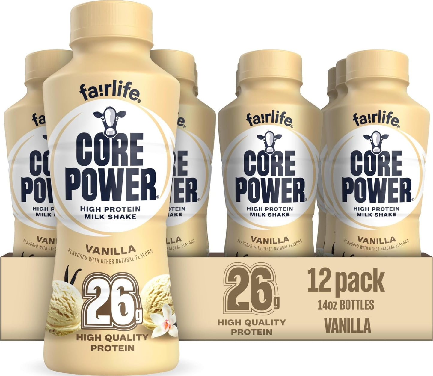 Core Power Protein Shake, Chocolate, 26g Bottle, 14oz, 12 Pack
