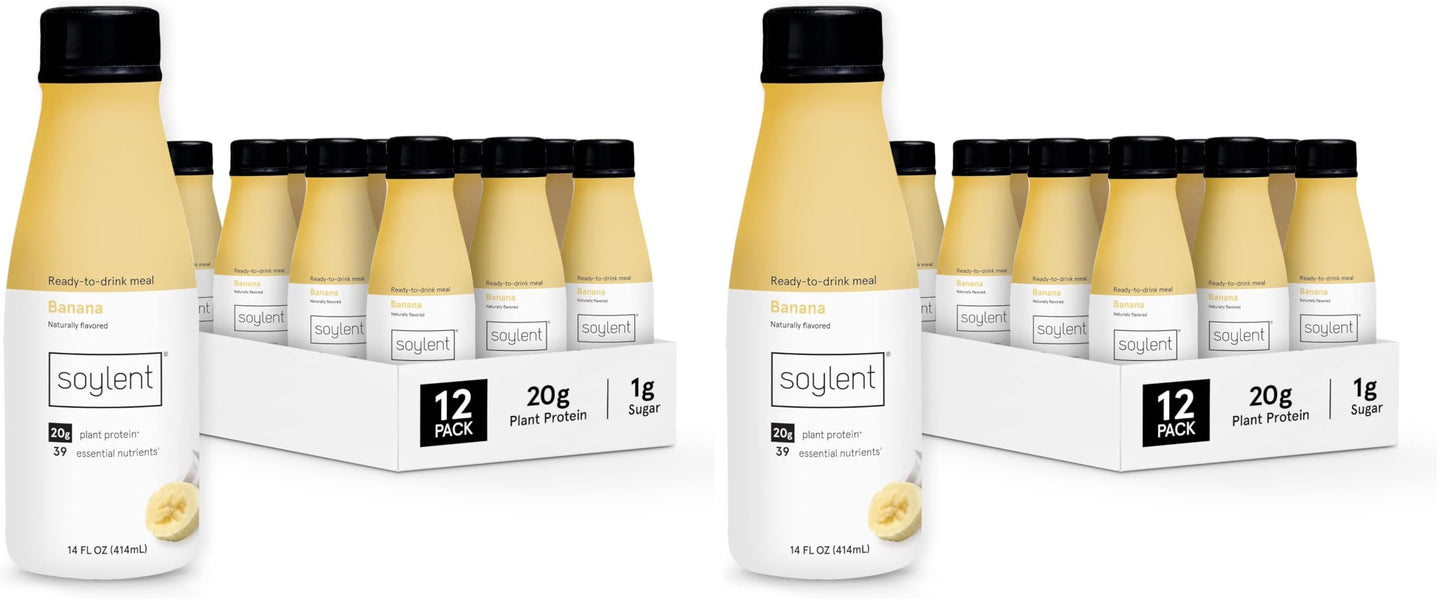 Soylent Creamy Chocolate Meal Replacement Shake, Ready-to-Drink Plant Based Protein Drink, Contains 20g Complete Vegan Protein and 1g Sugar, 14oz, 12 Pack