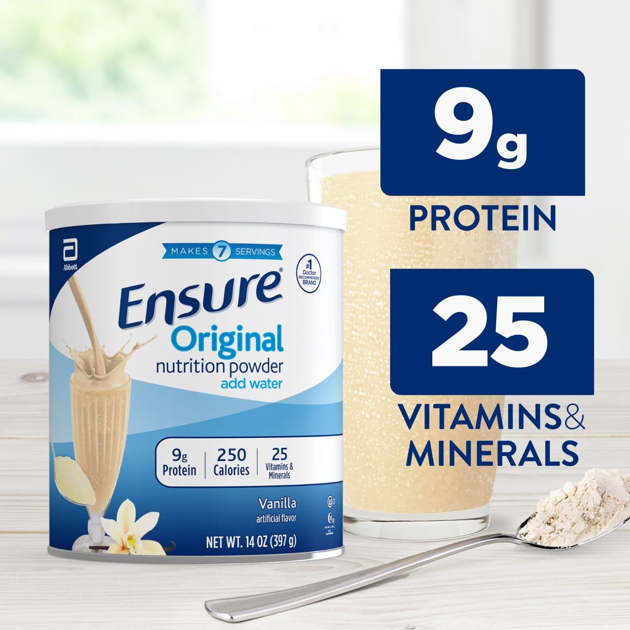 Ensure Original Vanilla Nutrition Powder, Small Meal Replacement, 6 Pack | When Mixed, Each Adult Nutritional Drink has 9g Protein, 25 Vitamins & Minerals, and 250 Calories makes 42 Nutrition Shakes