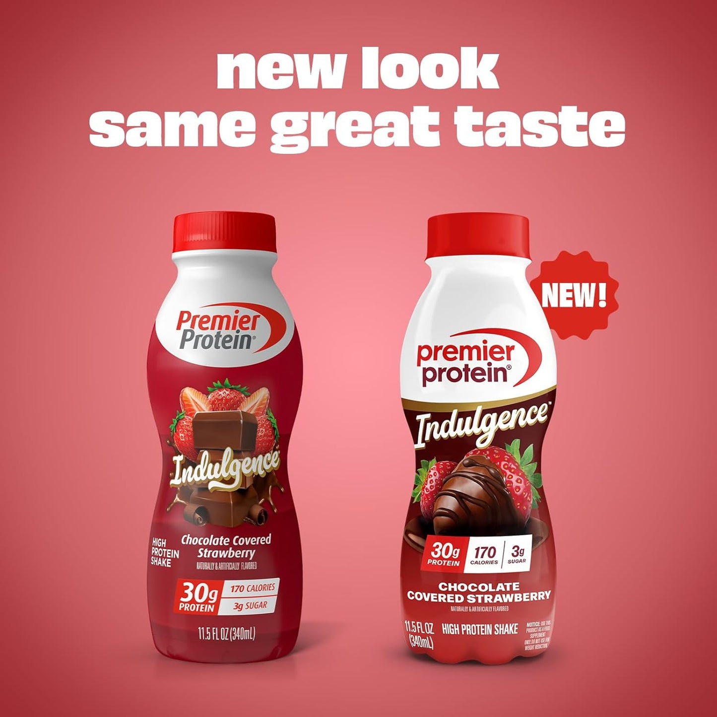 Premier Protein INDULGENCE 30g Shake, Chocolate Covered Strawberry, 12 Pack | Dessert-Inspired, 170 Calories, 3g Sugar, Supports Muscle Health, Gluten-Free, 11.5 oz (Packaging May Vary)