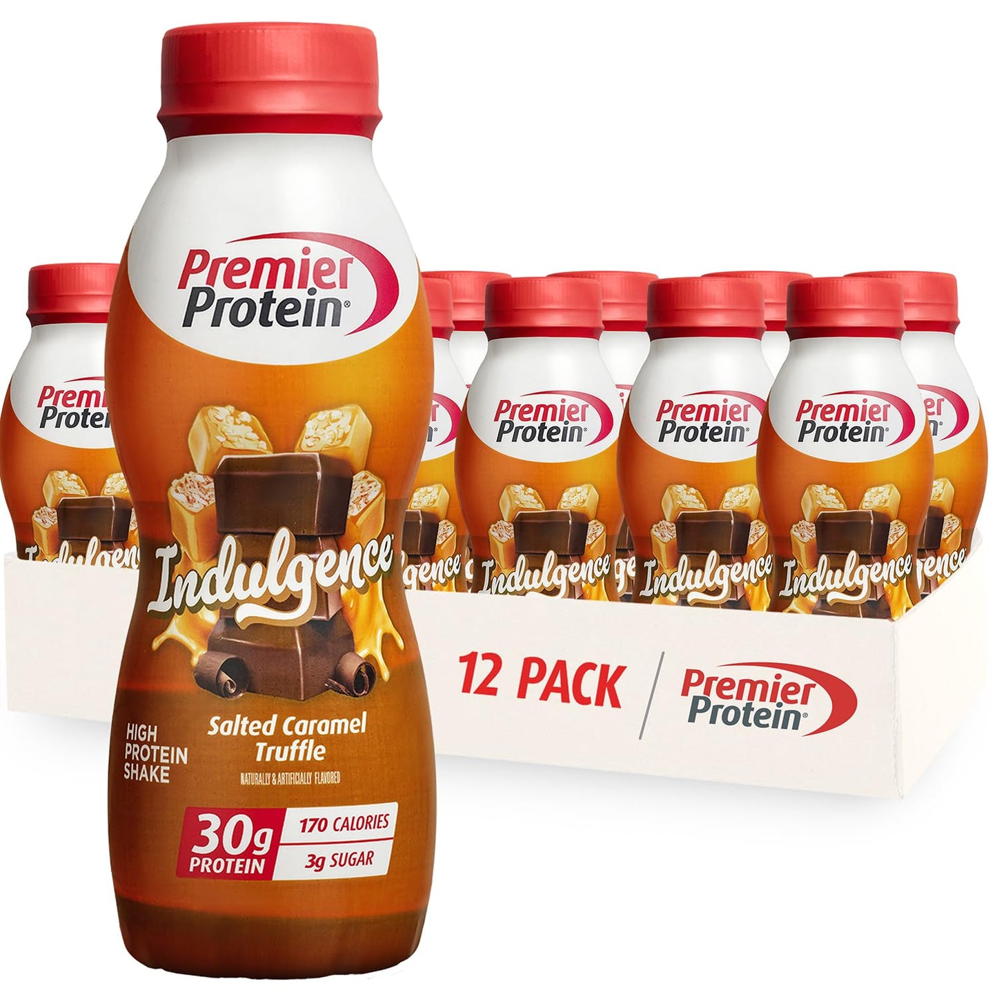 Premier Protein INDULGENCE 30g Shake, Chocolate Covered Strawberry, 12 Pack | Dessert-Inspired, 170 Calories, 3g Sugar, Supports Muscle Health, Gluten-Free, 11.5 oz (Packaging May Vary)