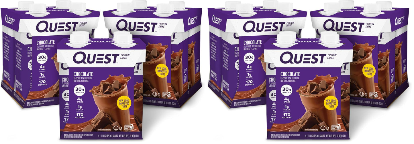 Quest Nutrition Salted Caramel Protein Shake, 30g Protein, 12 Count | 3g Net Carbs, 1g Sugar, Creamy Salted Caramel Flavored Shake, Gluten Free, 11 fl oz, 3 Packs of 4 Count Cartons