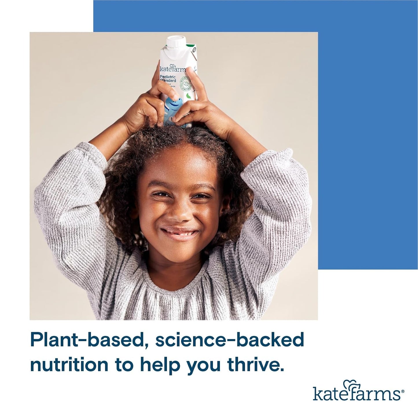 KATE FARMS Organic Plant Based Pediatric 1.2 Sole Source Vanilla Nutrition Shake, 12g of protein, 27 Vitamins and Minerals, Meal Replacement Drink for Kids, Non-GMO, 8.45 Fl oz (Pack of 12)