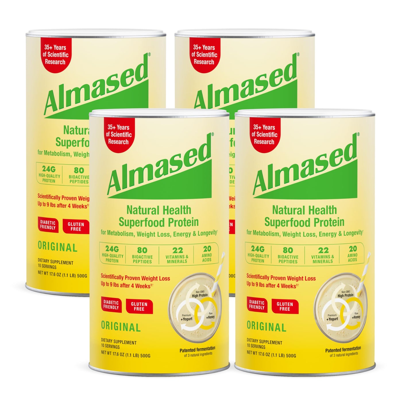 Almased Vanilla Meal Replacement Shake - Low-Glycemic High Plant Base Protein Powder- Nutritional Weight Health Support Supplement - Vanilla Flavor - 17.6 oz (1.1 Pound (1 Pack))