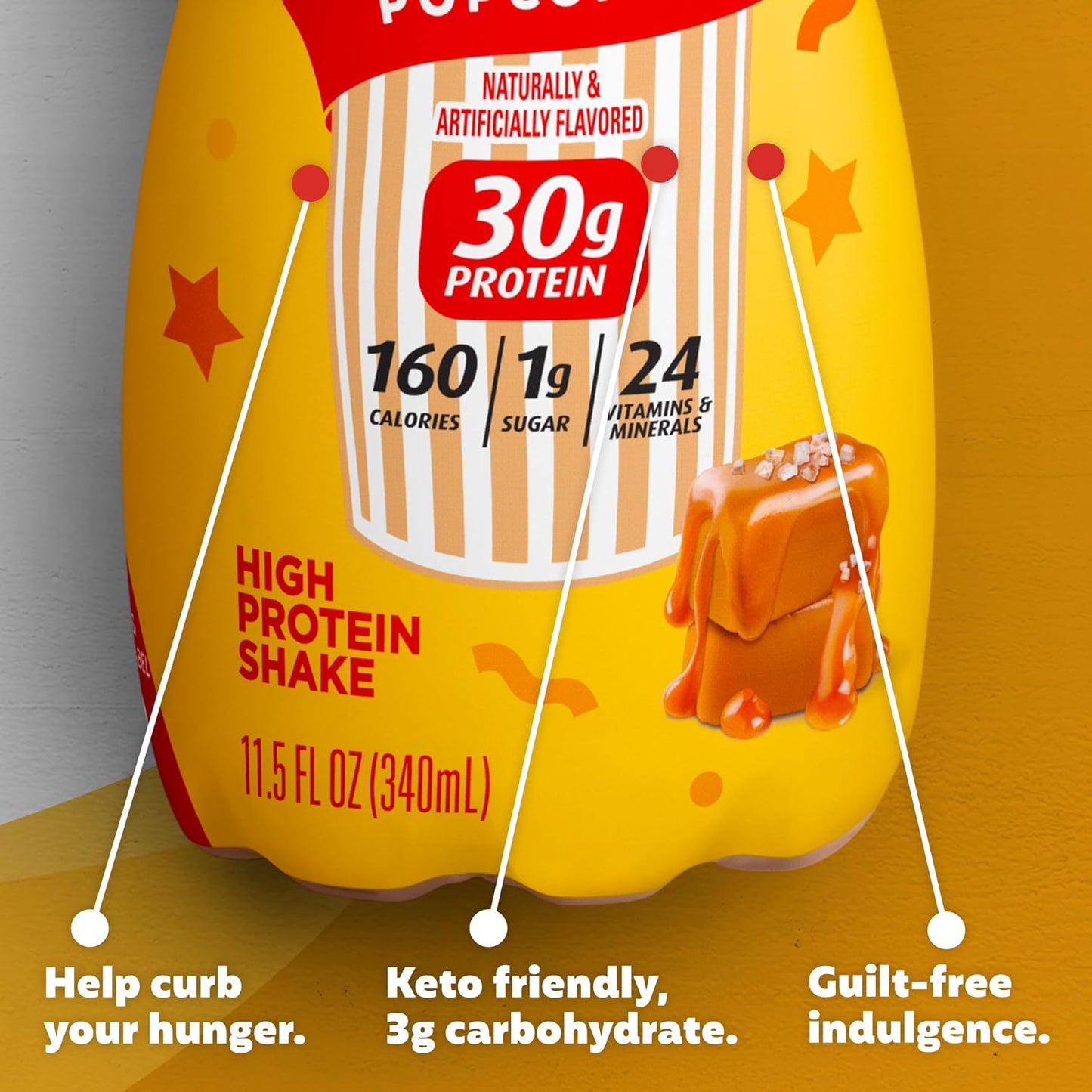Premier Protein LIMITED EDITION 30g Shake, Salted Caramel Popcorn, 12 Pack | 160 Calories, 24 Vitamins & Minerals, No Added Sugar, Supports Muscle Health, Gluten-Free, 11.5 oz