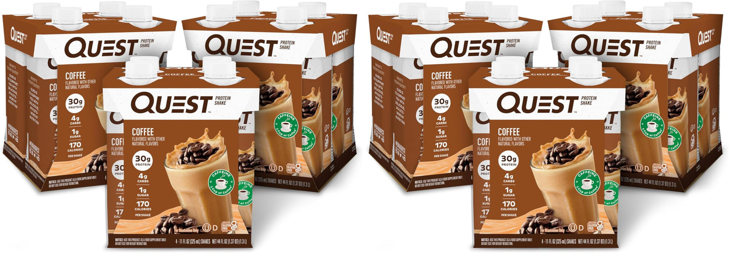 Quest Nutrition Salted Caramel Protein Shake, 30g Protein, 12 Count | 3g Net Carbs, 1g Sugar, Creamy Salted Caramel Flavored Shake, Gluten Free, 11 fl oz, 3 Packs of 4 Count Cartons