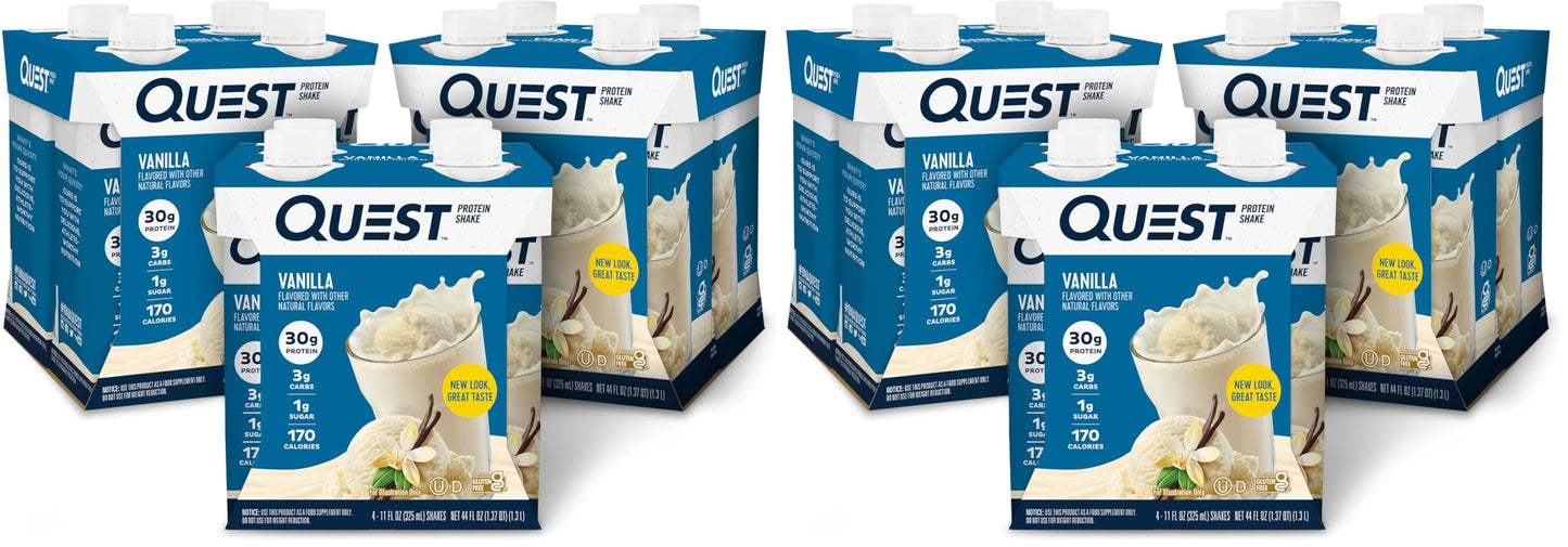 Quest Nutrition Salted Caramel Protein Shake, 30g Protein, 12 Count | 3g Net Carbs, 1g Sugar, Creamy Salted Caramel Flavored Shake, Gluten Free, 11 fl oz, 3 Packs of 4 Count Cartons