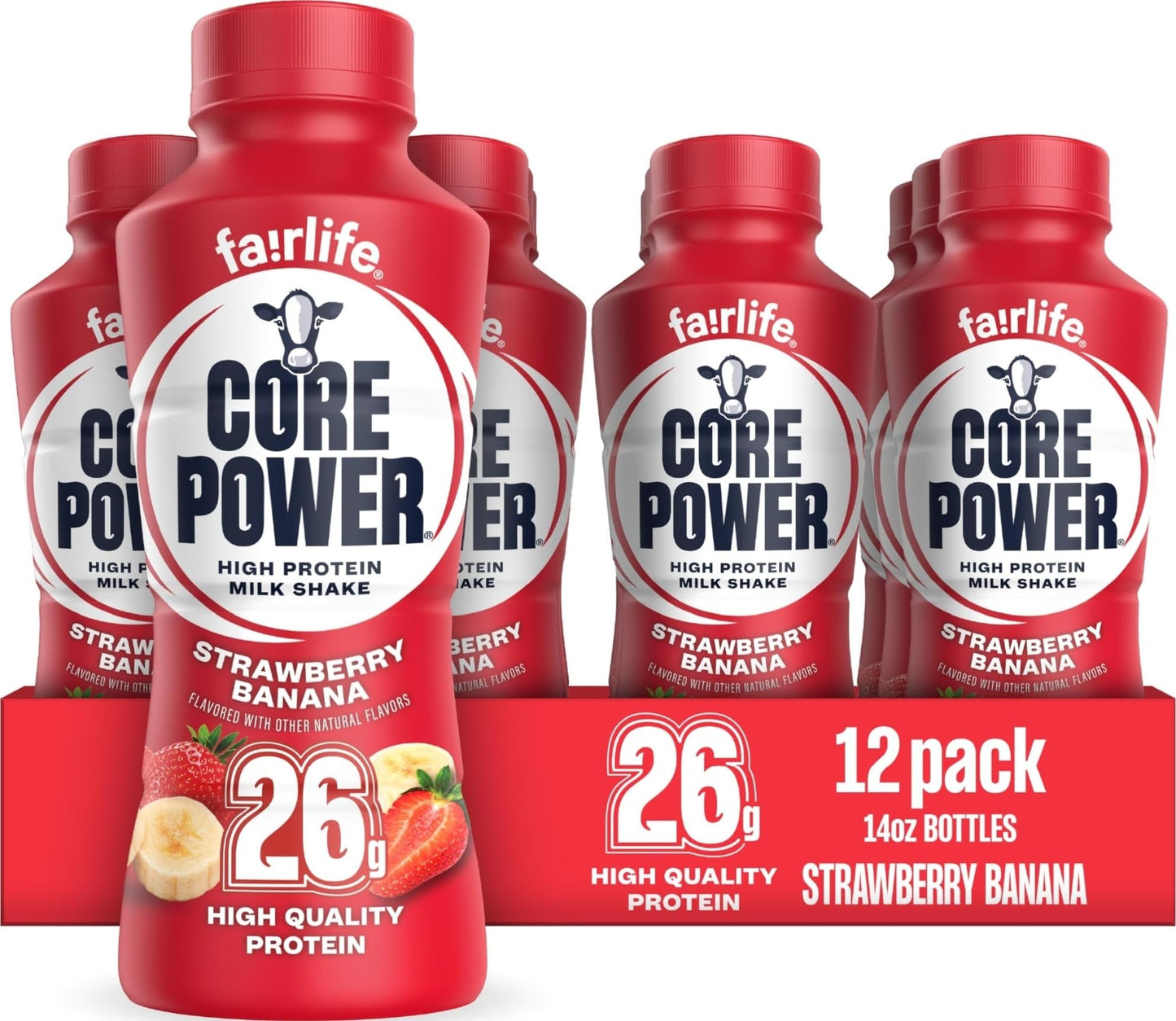 Core Power Protein Shake, Chocolate, 26g Bottle, 14oz, 12 Pack