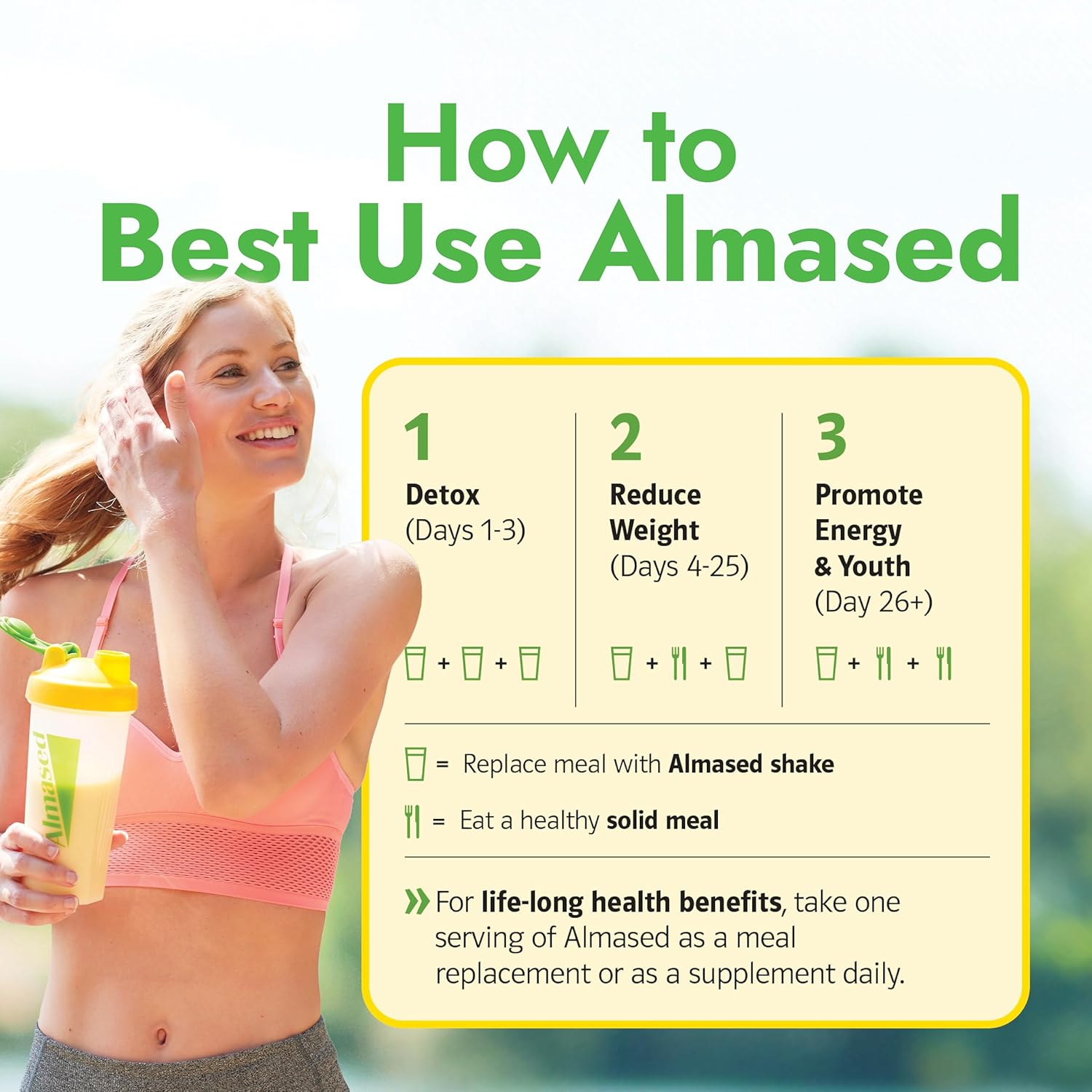 Almased Vanilla Meal Replacement Shake - Low-Glycemic High Plant Base Protein Powder- Nutritional Weight Health Support Supplement - Vanilla Flavor - 17.6 oz (1.1 Pound (1 Pack))